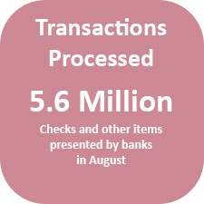 There were 5.6 million checks and other items presented by banks in August