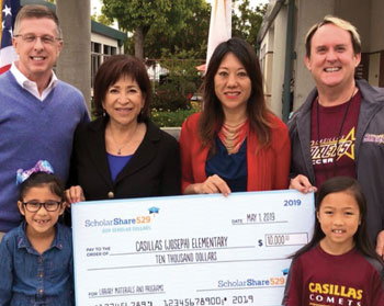 Delivering $10,000 to Joseph Casillas Elementary in Chula Vista—marking 20 schools visited and $305,000 provided for extracurricular enrichment.
