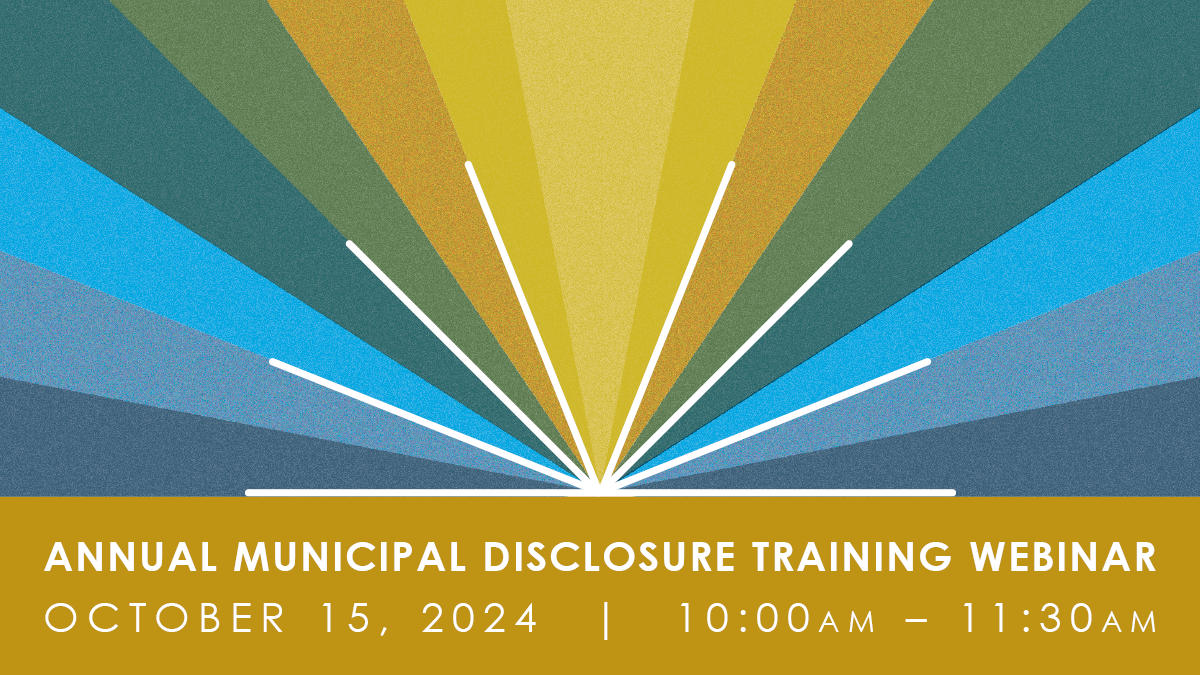 Event graphic for Annual Municipal Disclosure Training