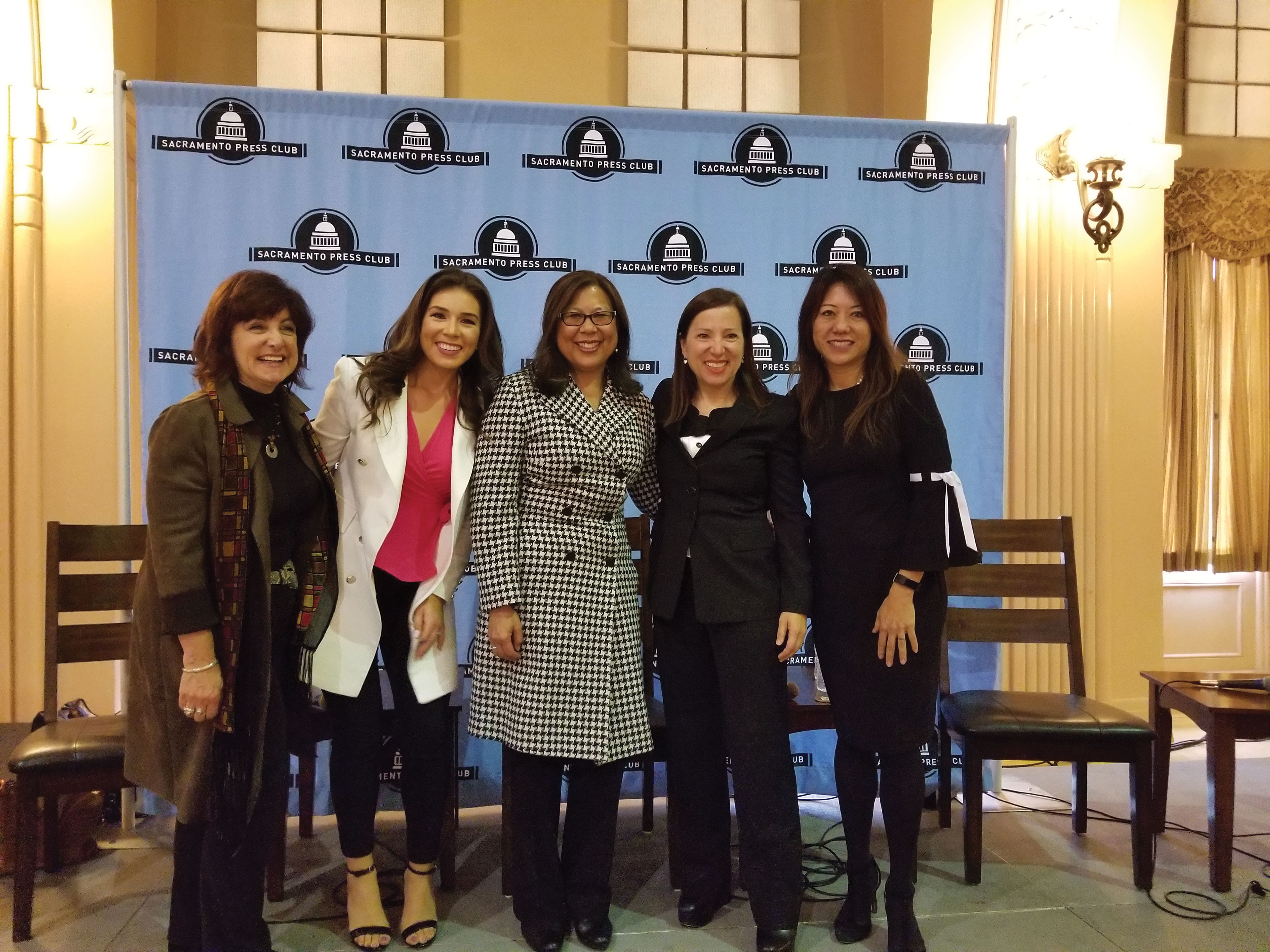 Treasurer Ma with Lieutenant Governor Eleni Kounalakis, State Controller Betty Yee, and journalists Ashley Zavala from KRON and Carla Marinucci of Politico, at a panel discussion on women empowerment presented by the Sacramento Press Club.