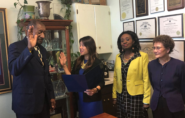 Swearing in transit rail project expert Frederick Jordan, president of F.E. Jordan Associates Inc., to the State’s High-Speed Rail Authority Peer Review Group. Swearing in transit rail project expert Frederick Jordan, president of F.E. Jordan Associates Inc., to the State’s High-Speed Rail Authority Peer Review Group.
