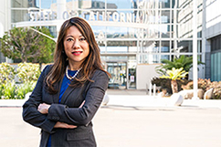 California State Treasurer Fiona Ma wearing blue and black
