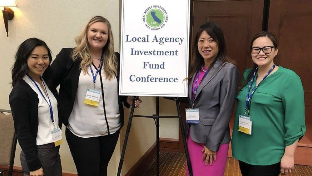 With my Local Agency Investment Fund (LAIF) team members, Nicole Mah, Nicole Milliron and Laurieanne Blanco at the 2019 LAIF Conference. LAIF investment funds from local governments are combined with the State’s General Fund and other surplus money in a Pooled Money Investment Account (PMIA) to maximize returns for taxpayers. The conference provides updates on the PMIA’s goals and objectives, as well as on LAIF operations. Treasurer Ma expressed an appreciative thank you to all LAIF representatives who attended this year’s reception and conference. With my Local Agency Investment Fund (LAIF) team members, Nicole Mah, Nicole Milliron and Laurieanne Blanco at the 2019 LAIF Conference. LAIF investment funds from local governments are combined with the State’s General Fund and other surplus money in a Pooled Money Investment Account (PMIA) to maximize returns for taxpayers. The conference provides updates on the PMIA’s goals and objectives, as well as on LAIF operations. Treasurer Ma expressed an appreciative thank you to all LAIF representatives who attended this year’s reception and conference.