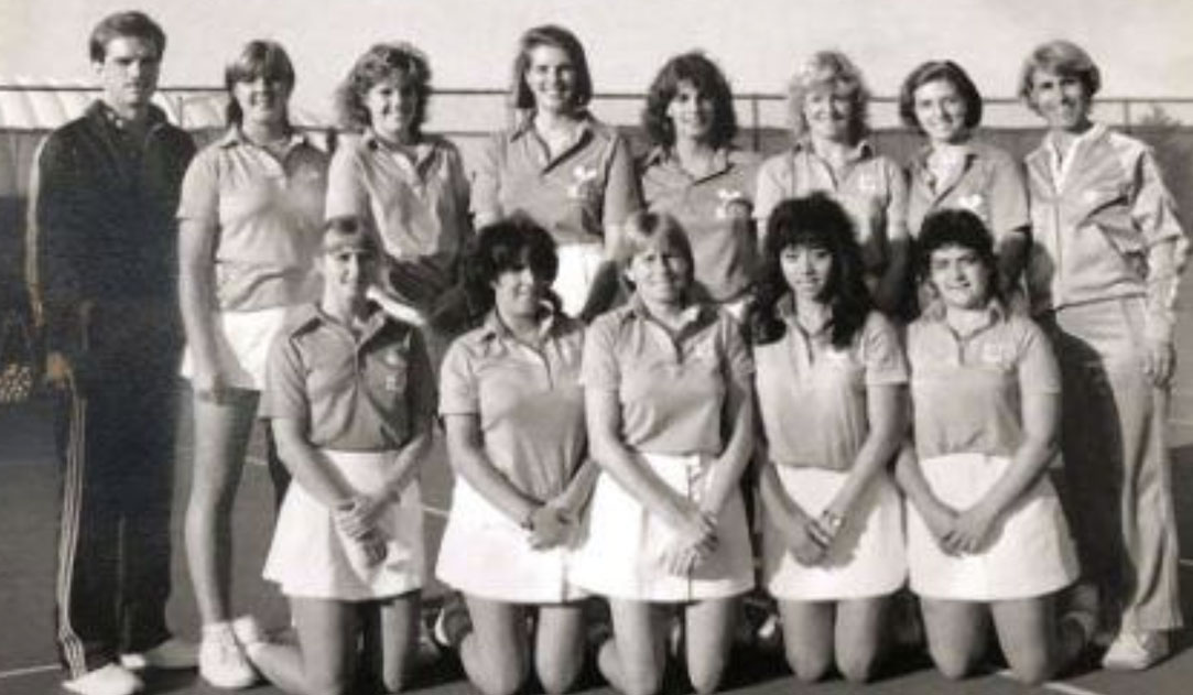 Rochester Institute of Technology’s 1985 women’s tennis team. Treasurer Ma is in the front row, second from right. Rochester Institute of Technology’s 1985 women’s tennis team. Treasurer Ma is in the front row, second from right.