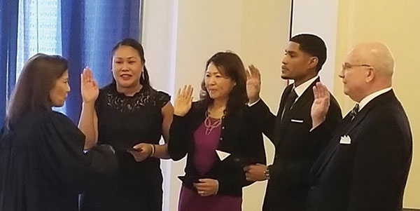In January, California Supreme Court Chief Justice Tani Cantil-Sakauye administered oaths to Chief of Staff Genevieve Jopanda and Deputy Treasurers Audrey Noda, Jovan Agee, and Tim Schaefer.