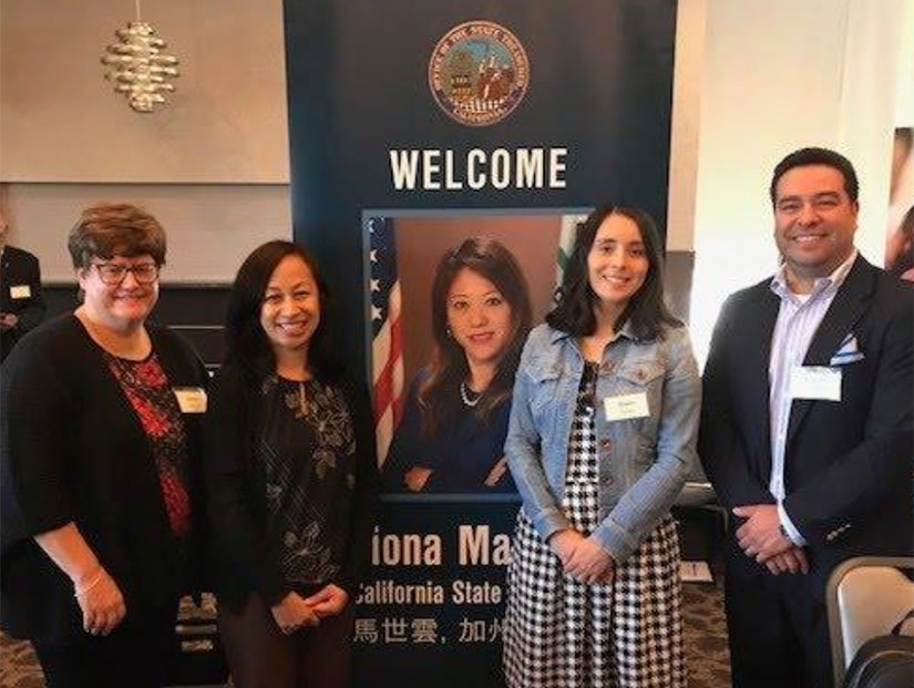 STO External Affairs outreach team colleagues representing ScholarShare, CalSavers, and CPCFA, providing information and resources at the Asian Small Business Expo held at the Quiet Cannon Conference & Event Center in Montebello.