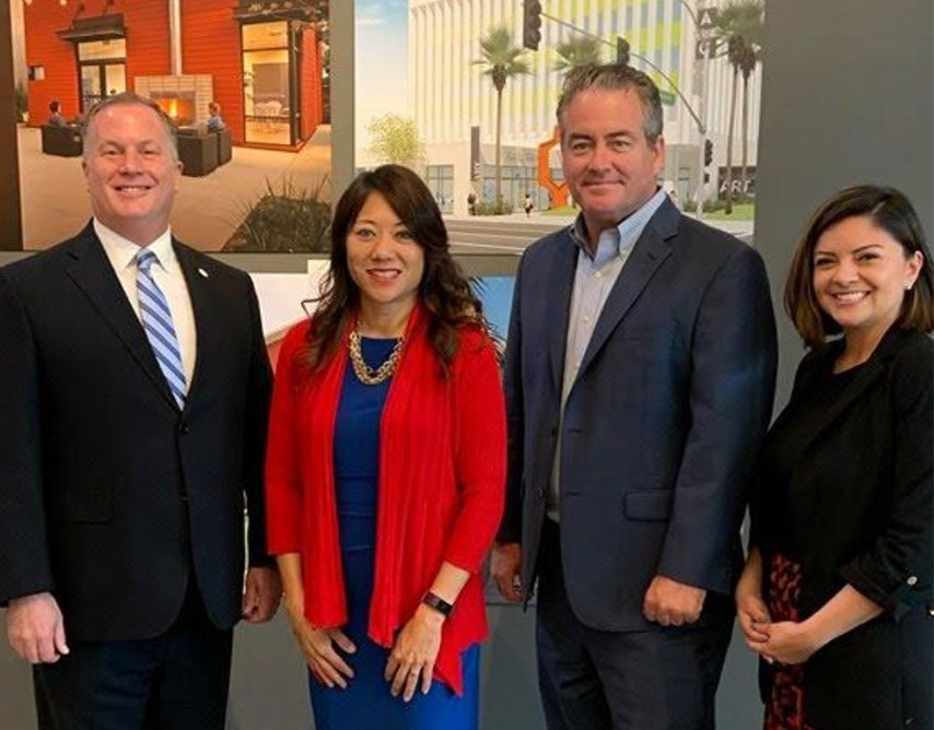 Treasurer Ma cohosting the Long Beach Small Business Workshop with Long Beach Mayor Robert Garcia at Studio One Eleven. The event showcased the many state and local business resources and access-ways to capital available to small business owners. It included useful programs available through the Long Beach Economic Development Center and Small Business Majority.  In the photo with the Treasurer are Los Angeles County Assessor Jeffrey Prang (left) Assemblymember Patrick O’Donnell (second from right), and Senator Lena A. Gonzalez (right).