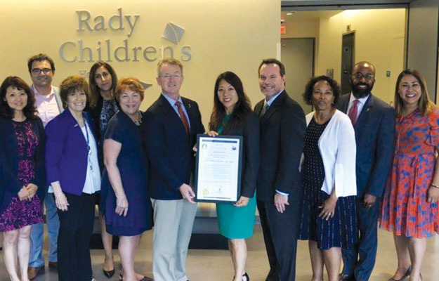 August 16. At Rady Children’s Hospital-San Diego to tour the Rose Pavilion and the Acute Care Pavilion. Proceeds from the Children’s Hospital Program reimbursed the hospital for renovating the Rose Pavilion, constructing a new four-story inpatient pediatric tower, construction of an Acute Care Pavilion, an electronic medical record system, and for various equipment. The Treasurer met with Dr. Patrick Frias, President and Chief Administrative Officer; Dr. Nicholas Holmes, Senior Vice President and Chief Operating Officer; Kathy Cain, Senior Vice President and Chief Financial Officer; Dr. Gail Knight, Senior Vice President and Chief Medical Officer; Albert Oriol, Vice President and Chief Information Officer; and Barbara Ryan, Vice President, Government Affairs. August 16. At Rady Children’s Hospital-San Diego to tour the Rose Pavilion and the Acute Care Pavilion. Proceeds from the Children’s Hospital Program reimbursed the hospital for renovating the Rose Pavilion, constructing a new four-story inpatient pediatric tower, construction of an Acute Care Pavilion, an electronic medical record system, and for various equipment. The Treasurer met with Dr. Patrick Frias, President and Chief Administrative Officer; Dr. Nicholas Holmes, Senior Vice President and Chief Operating Officer; Kathy Cain, Senior Vice President and Chief Financial Officer; Dr. Gail Knight, Senior Vice President and Chief Medical Officer; Albert Oriol, Vice President and Chief Information Officer; and Barbara Ryan, Vice President, Government Affairs.