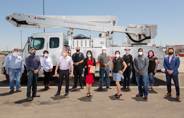 Treasurer Ma with some of the SMUD workers she visited on June 26 expressly to thank them for supporting the community during the state’s response to COVID 19